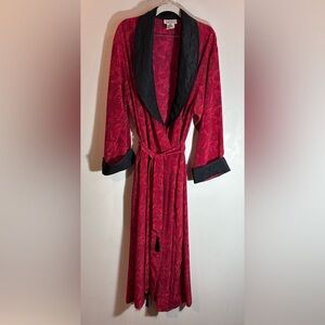 KAYANNA  Sz M tassel Belt Contrasting Collar Slinky Long Line Long Sleeve Robe